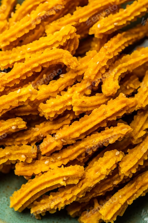 Preview: Bhajni chakli sticks or crunchy murukku snack made using diwali festival, favourite munching food