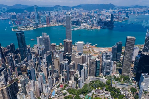 Preview: Central, Hong Kong 15 July 2020: Top view of Hong Kong city