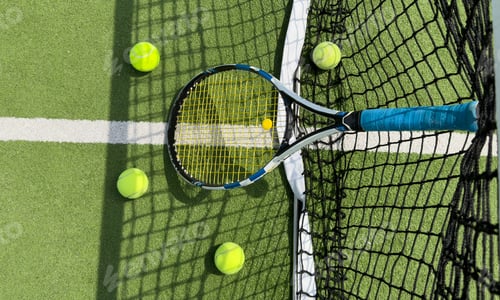 Preview: Close up Tennis racket and ball