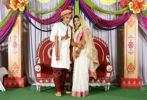 Preview: Indian Bride and Groom in romantic pose at their wedding day