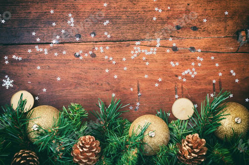 Preview: Christmas decoration on a wooden surface