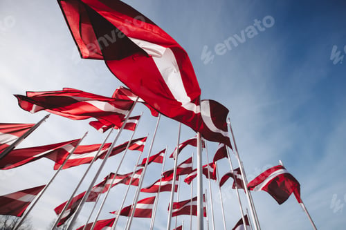 Preview: Latvian flags waving in the wind