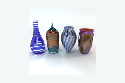 Visualização: Vasos e garrafas de vidro em diferentes formas e tamanhos