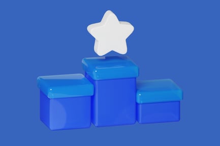 Visualização: Três caixas azuis e uma estrela branca
