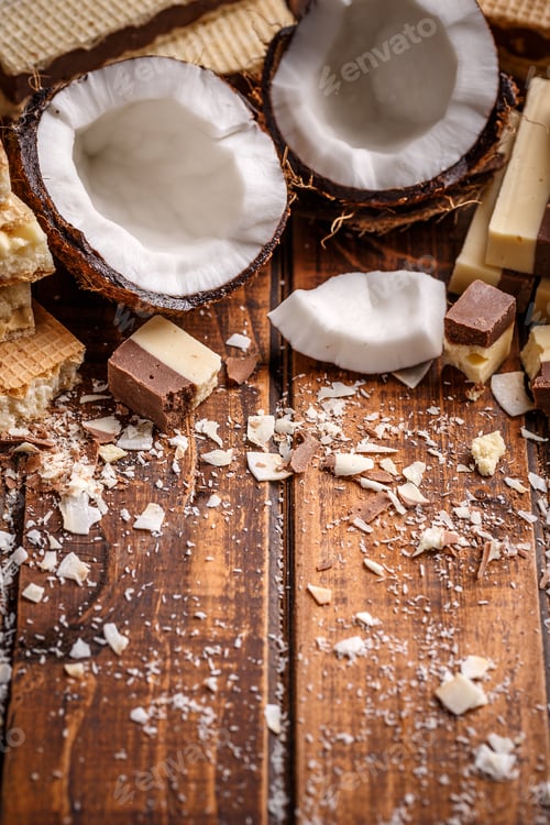 Preview: Broken coconut with sweets