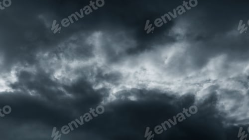 Preview: Dark storm sky with dramatic fluffy clouds. Cloudscape rainy season.