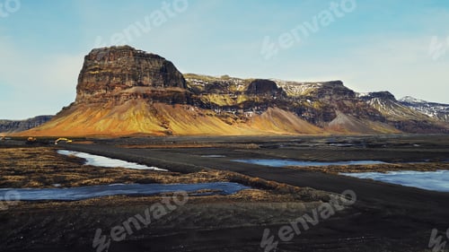 Preview: Drone shot of majestic mountain in iceland