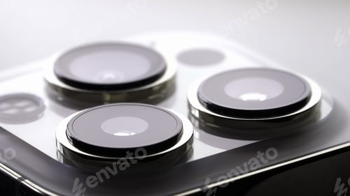 Preview: Macro advertising, exterior design. Apple new smartphone with triple-lens camera - Ultra Wide, Wide