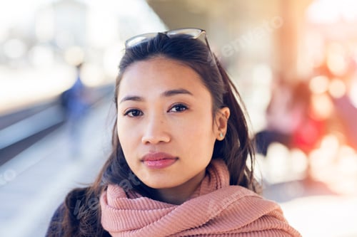 Preview: Portrait of young woman on station