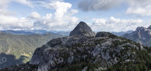 Preview: Rocky Mountain Landscape in British Columbia, Canada. Sunny Cloudy Fall Season.