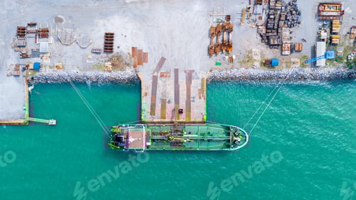 Preview: Oil tanker ship. Red Oil Tanker runing in the ocean sea. petroleum ship transportation