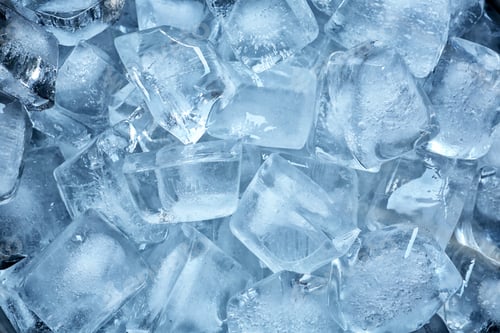Preview: Many ice cubes on color background, top view