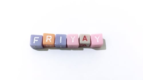 Preview: Friyay word on white background to celebrate Friday. TGIF 123