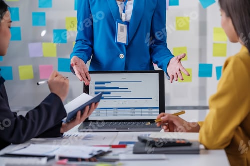 Preview: Business, board and Asian woman with presentation, planning and explain process at a workshop.
