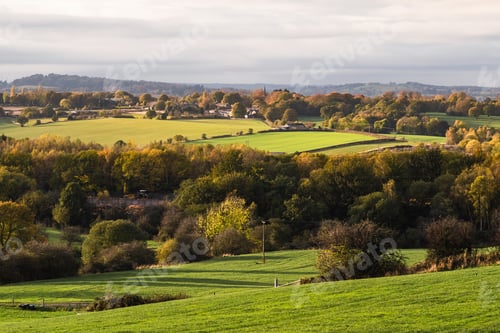Preview: English landscape during autumn season, view for Blacker hill in Barnsley, England, UK