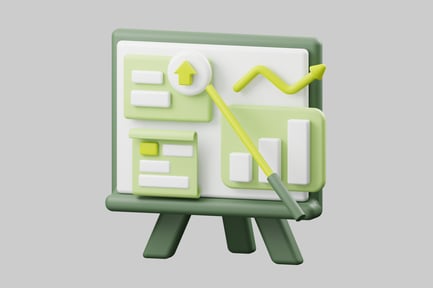 Presentation board with graph and charts