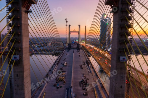 Preview: Aerial view Construction of Rama 9 Bridge which was completed in 2024