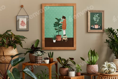 Preview: Stylish botany composition of home garden interior
