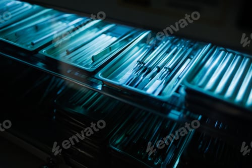 Preview: Dentist's instrumets in autoclave for sterilising surgical and dental instruments