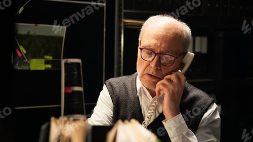 Preview: Man investigator making phone call