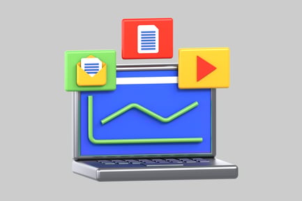 Preview: Laptop data analysis cartoon style