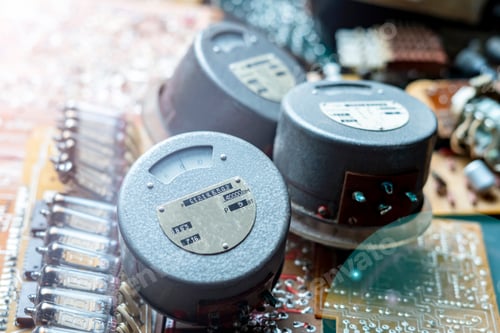 Preview: close up of old-fashioned electric scale board indicator analog d