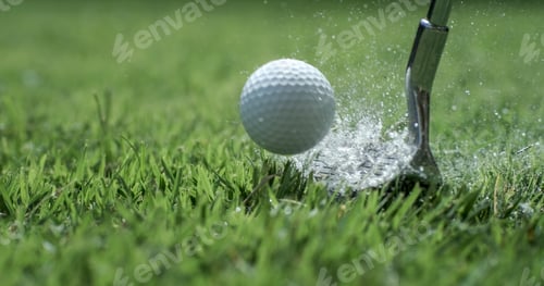 Preview: Golf club hits a golf ball.