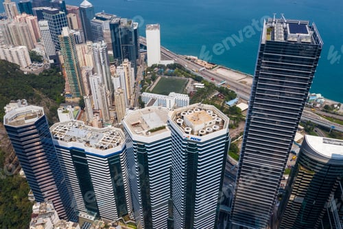 Preview: Tai Koo, Hong Kong 19 March 2019: Top view of Hong Kong city