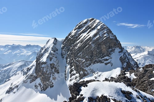 Preview: Snow covered wild rocky mountain at a sunny winter day. Tirol, Austria