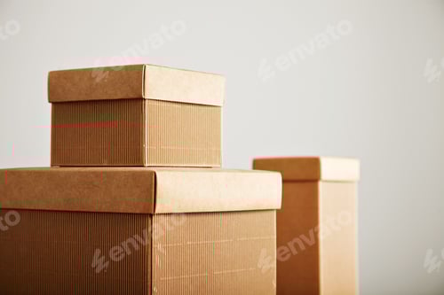 Preview: Mockups of blank brown corrugated cardboard boxes