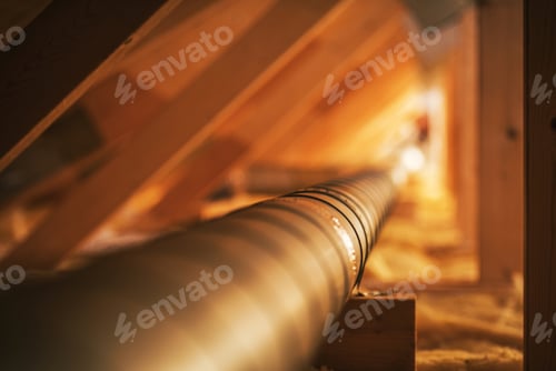 Preview: Wooden Attic Structure Installed Metal Air Shaft
