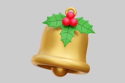 Visualização: Sino de Natal dourado