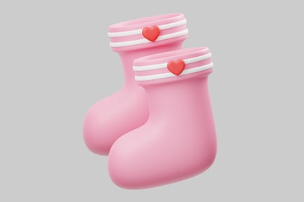 Preview: Pink heart-decorated booties