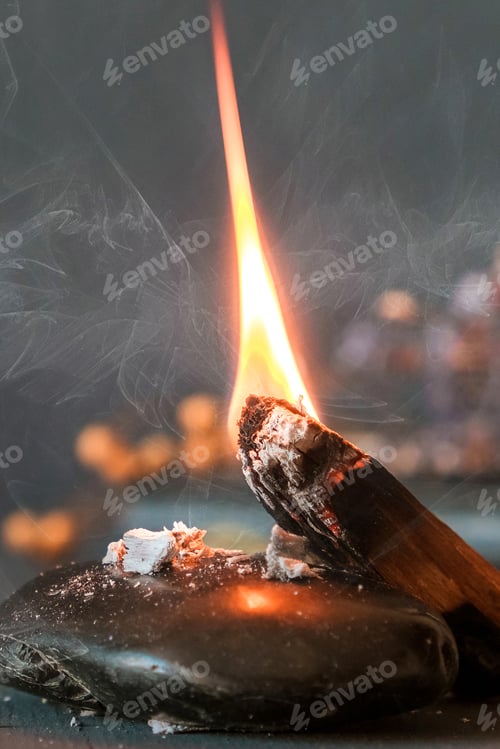 Preview: Tarot, astrology,Esoteric, Occult mystical ritual scene of sorcery tarot candles,dried flowers, palo