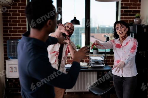 Preview: Angry cruel zombies chasing frightened man
