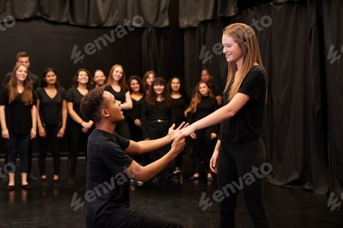 Preview: Male And Female Drama Students At Performing Arts School In Studio Improvisation Class