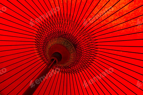 Preview: Red oriental paper umbrella