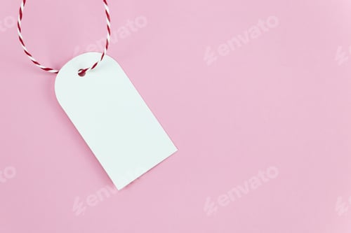 Preview: Blank White Tag with Red and White String