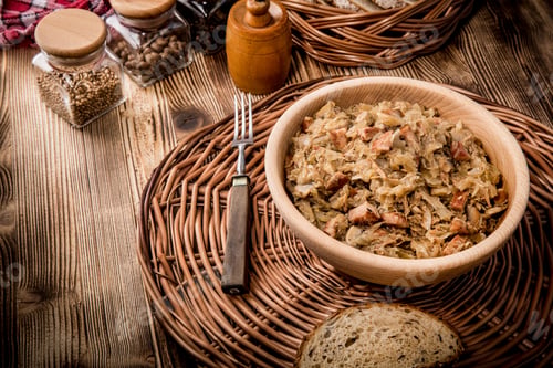 Preview: Bigos - stewed cabbage with meat,dried mushrooms and smoked sausage.