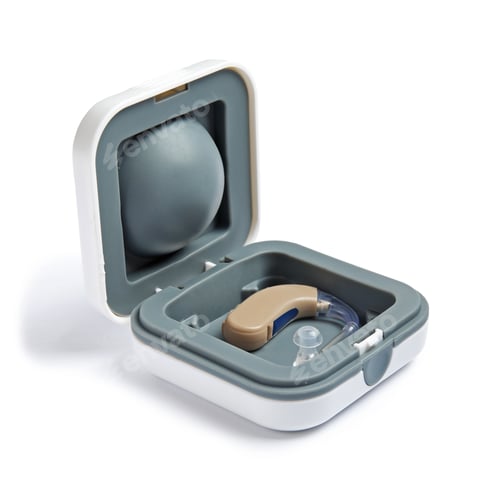 Preview: Case with hearing aid on white background