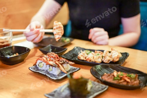 Preview: Eating sushi in the restaurant