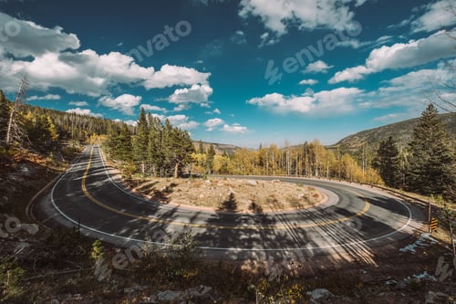 Preview: Hairpin turn at autumn in Colorado, USA.