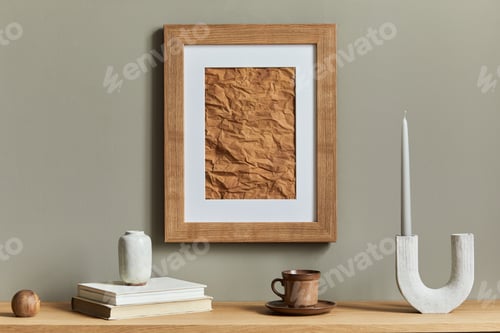 Preview: Minimalist composition on wooden shelf