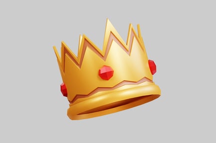 Preview: Gold crown with pointed apex and red gemstones