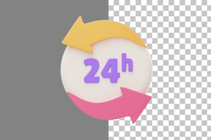 Preview: 24 Hours Service 3D Icon