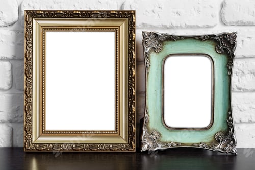 Preview: Photo frame with copy space against white brick wall