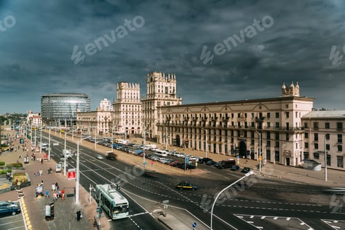 Preview: Minsk, Belarus. Two Buildings Towers - Gates Of Minsk, Station S