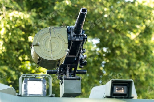 Preview: A grenade launcher standing in combat readiness on an infantry fighting vehicle.Military concept