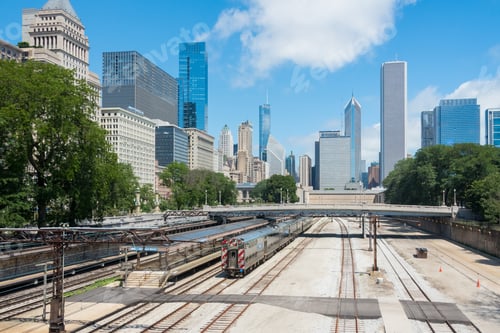 Preview: Large White Bridge In A Downtown Of Chicago