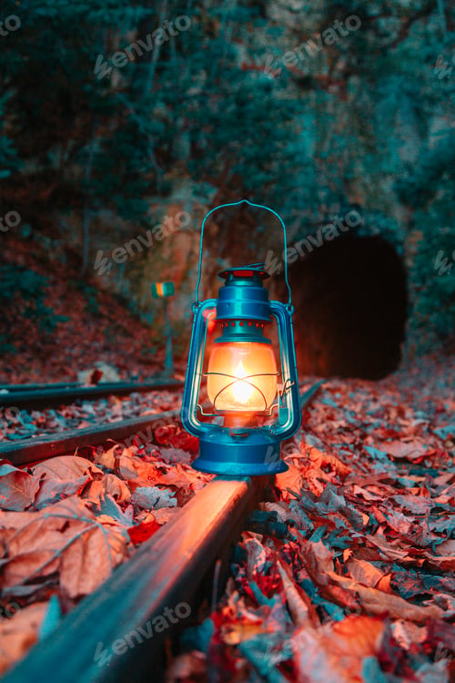 Preview: Blue lamp in foliage